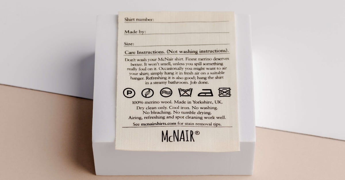 McNair cotton care label